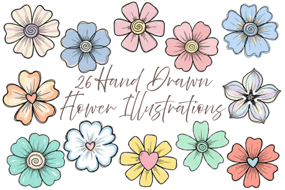 Download 26 Hand Drawn Pastel Flower Clipart - Pastel Collection