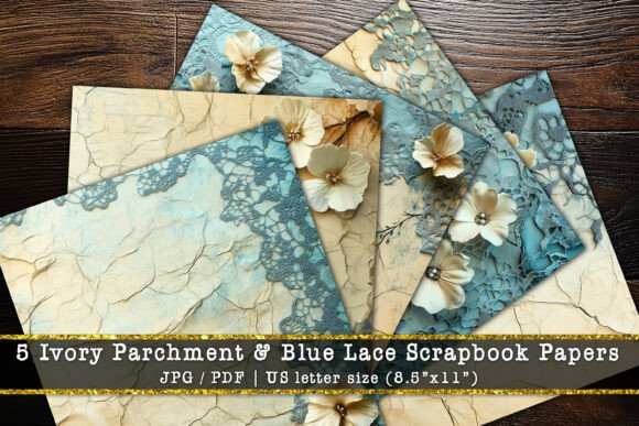 Download Ivory Parchment Blue Lace Scrapbook Page - Scrapbook Collection