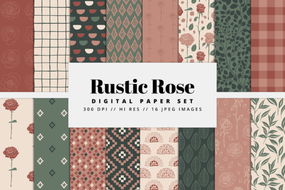 Download Rustic Rose Digital Paper Set - Rose digital paper Collection