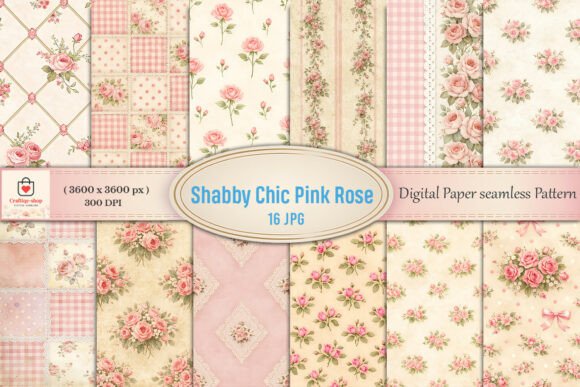 Download Shabby Chic Pink Rose Digital Paper - Rose digital paper Collection