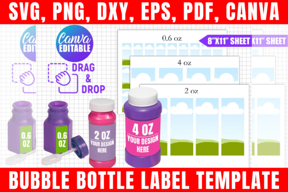 Download Bubble Bottle Label Canva Template - Premium Bundle