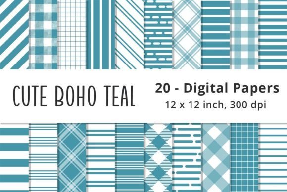 Download Cute Boho Teal Stripes Scrapbook Papers - Scrapbook Collection