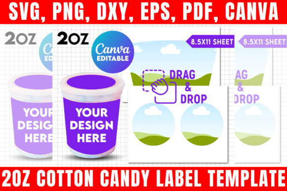 Download 2oz Cotton Candy Label Canva Template - Premium Bundle